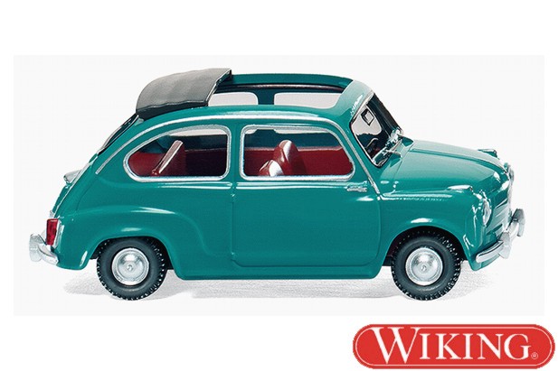 Wiking Fiat 600 w/Cloth Roof - Blue 1:87